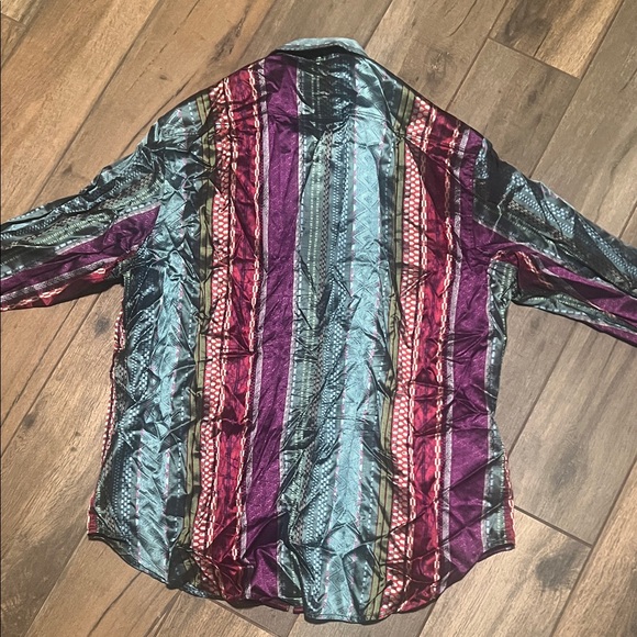 Robert Graham Vibrant Striped Shirt in Purple and Blue - Picture 6 of 6